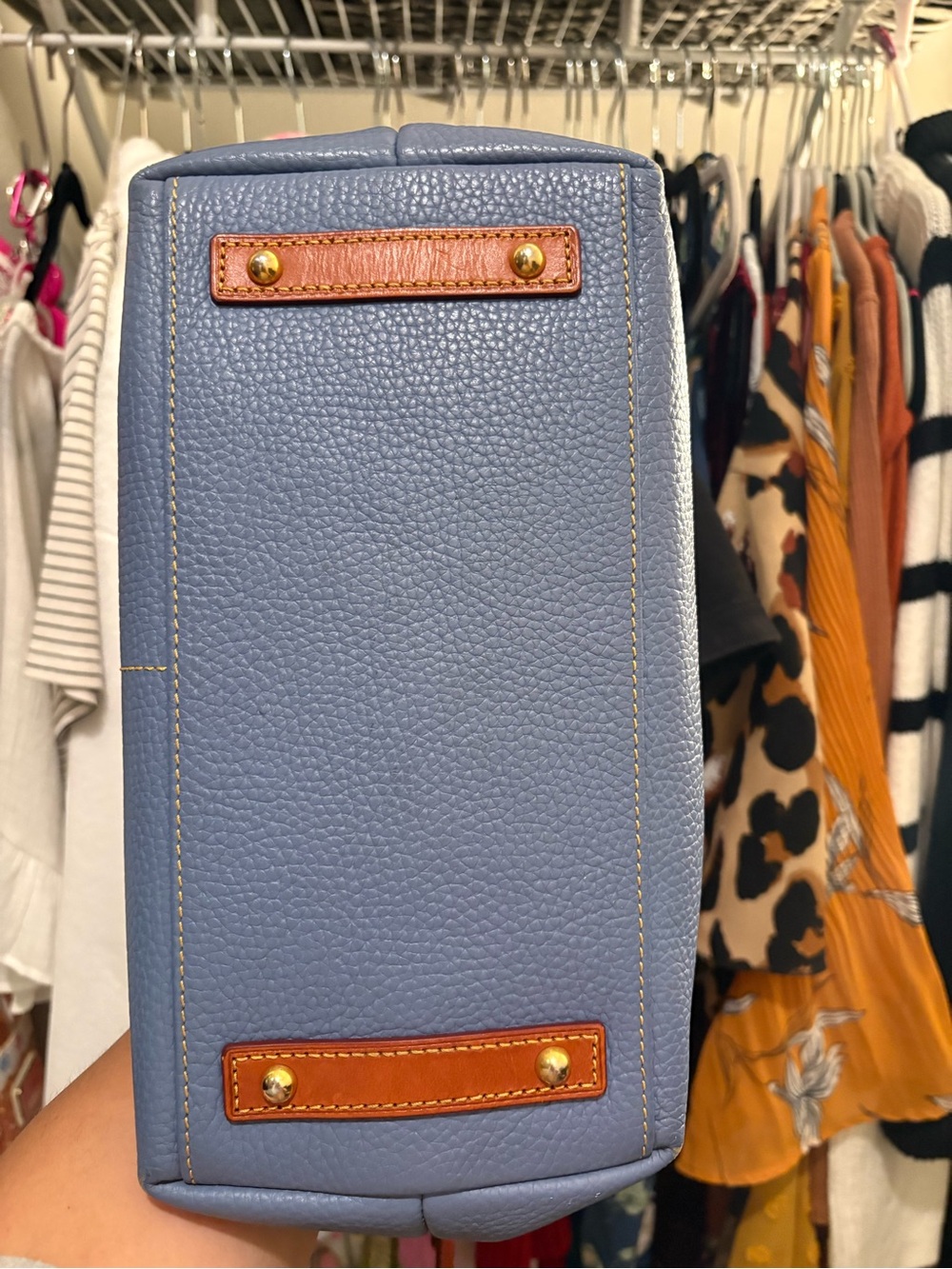 Dooney & Bourke | Denim Blue | Dillen Double Pocket Satchel - Picture 5 of 16